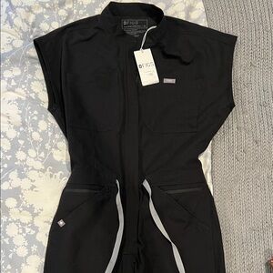 Figs Black Utility Jumpsuit with Gray Accents